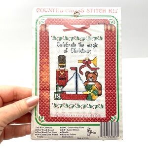 Vintage Mini Dowel Cross Stitch Craft Kit Christmas Toys